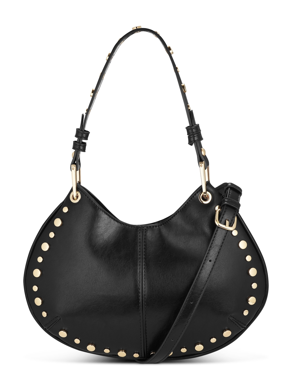 Black Studded Leather Shoulder Bag